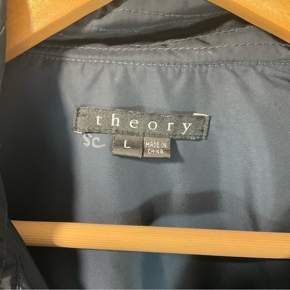 Theory Stand Collar windbreaker jacket unisex size Large dark blue - Picture 5 of 8